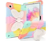 For Samsung Galaxy Tab S9 FE 11" Butterfly Shockproof Survivor Case Cover - Pink Rainbow