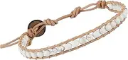 [88 INFINITYEE888] Infinity Trendy Fashion Howlite Bead Bracelet Woven with Leather Cord 7.5 Inches Beautiful Handmade Hippie Bohemian