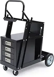 Rolling Welding Cart MIG TIG ARC Welder Cart 175 lb Capacity with Tank Storage & 4 Drawers for Welders and Plasma Cutters