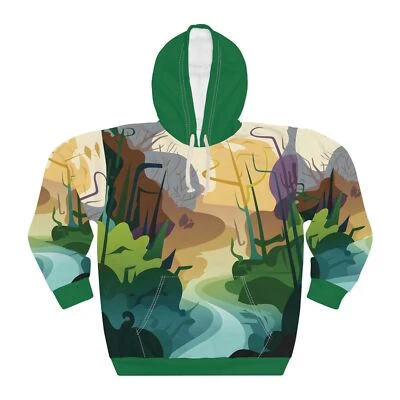 Lush Divide Hoodie All Over Print Forest Nature Graphic Pullover Outdoor Hiking