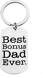 [Kilener] Bonus Dad Stepdad Gifts Keychain from Daughter Son Father Day Gifts for Step Dads Birthday Gifts for Stepfather Step Father Gifts from Kids - Best Bouns Dad Ever Keychains