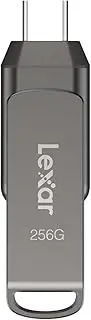Lexar 256GB JumpDrive Dual Drive D400 USB 3.2 Type-C & Type-A Flash Drive for Storage Expansion, Photo Back-up for iPhone 15, Up to 130MB/s, Metal Housing & Swivel Design, Titanium (LJDD400256G-BNQNU)