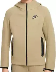 NEW Nike FD3285-276 Neutral Olive Tech Fleece Full Zip Hooded Jacket Boys XS