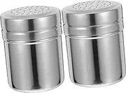 Hohopeti Large Seasoning Shaker Set 2pcs Salt Sugar Pepper Dispenser Stainless Steel Jar for Kitchen