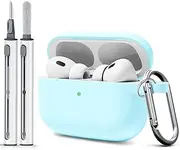 Woyinger AirPods Pro Case Cover with Cleaner Kit,Soft Silicone Case for Apple AirPod Pro 1st/2nd Generation,AirPods Pro/Pro 2 Case Accessories with Keychain-Glow Blue