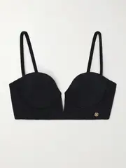 [Versace] Versace - Embellished Stretch-jacquard Underwired Bikini Top - Black - 34B 34 B Black
