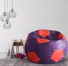 h0use DECoR Football Regular Bean Bag Cover (Purple & Red Patches)