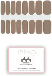NKA Semi Cured Gel Nail Polish Strip, 16 Double Ended Long Strips, UV LED Lamp Curing Gel Nail Wraps Stickers -Mocha