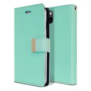 Goospery Apple iPhone 13 Rich Diary Wallet Flip Case Leather Card Slots Magnetic Cover (Aqua) IP13-RIC-MNT
