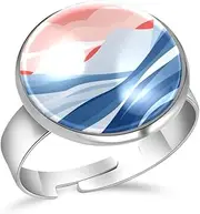 [FVQL] Adjustable Ring for Girls, Art Pattern Abstract Mountain, 0.67inch/1.7cm, Glass, glass