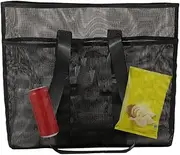 [Generic] Beach Tote | Beach Toy Mesh Bag,Foldable Pouch Hobo Handbag for Towel, Hat, Water Bottle, Keys, Wallet, Cell Phone, Swimsuit, Sunscreen, Sunglasses