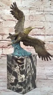 Bronze Sculpture Signed Miguel Lopez Eagle Falcon Bronze Sculpture Statue Deal