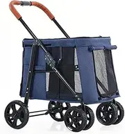 Luxury Dog Pram Large Space Pet Strollers, Pet Dog Stroller for Large Dogs, Foldable Carrier Cart Pet Pushchair 4 Wheel Pet Gear Stroller Carriage for Cat, Dog and More