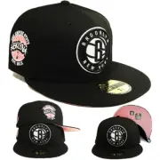 New Era Brooklyn Nets 59Fifty Fitted Hat NBA City Nick Name Pink Under Brim Cap