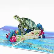 Sea Turtle & Great Barrier Reef Pop up Card for Mother's Day, Birthday, Valentine's Cards, Anniversaries, Thank You, Get Well, 3D cards, Origami Card