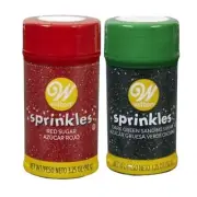 WILTON SPRINKLES RED & GREEN SANDING SUGAR 3.25oz Holiday Baking & Decorations