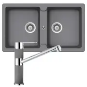 Abey Schock Typos Double Bowl Sink & 400456 Kitchen Mixer Tap Croma TN200TCR