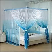4 Corner Canopy Bed e Post Poles, Mosquito Net Bed e Curtain Brackets with Curtain Princess Bed Netting Canopy for Bedroom Decoration (Color : Blue, Size : Queen)
