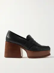 [Gabriela Hearst] Gabriela Hearst - Augusta Textured-leather Platform Loafers - Black - IT40.5 IT 40.5 Black