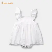 在飛比找ETMall東森購物網優惠-嬰兒繡花純棉三角哈衣白色公主裙