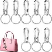 [MEKEET] 8PCS Key Ring Clip Alloy Quick Release Keyring Silver Key Chain Clip Ortable Key Chain with Mountaineering Buckle Car Key Holder Quick Release Key Chain Clips Carabiner Keyring for Men Women,