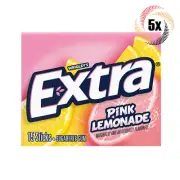 5x Packs Wrigley's Extra Pink Lemonade Gum | 15 Sticks Per Pack | Sugar Free