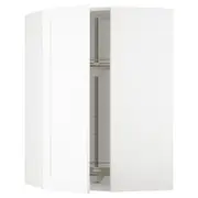 METOD corner wall cabinet with carousel, white Enköping/white wood effect, 68x37x100 cm