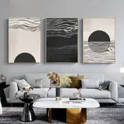 Black And White Wave 3 sets Canvas Wall Art