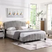 IHOMDEC Double Size Shell-Style Bed Frame Base Mattress Platform BEF04 Grey