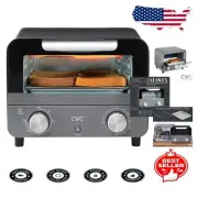 Elegant Grey Toaster Oven: Precision Timer, Auto Shutoff, 450°F Cooking Range