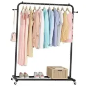 Clothes Rack on wheels, Clothing Rack with Bottom Mesh Storage Black