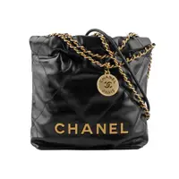 在飛比找誠品線上優惠-【CHANEL 香奈兒】新款22 Bag 金字菱格紋亮面小牛