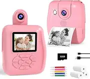 PROGRACE Kids Instant Print Camera - 1080P HD Photos & Videos - Perfect Birthday for Boys & Girls Age 3-12 with 32GB Card