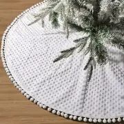 Christmas Tree Skirt 48 inch, Large White Faux Fur Tree Skirt, Soft Plush Fla...