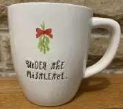 Rae Dunn Under The Mistletoe Ceramic Christmas Mug Holiday Kitchen Glass