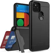[Teelevo] Wallet Case for Google Pixel 4a 5G, Dual Layer Case with Card Slot Holder and Kickstand for Google Pixel 4a 5G - Black