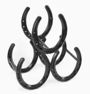 Horseshoe Wine Rack - 3 Bottle (Real Horse Shoes) Country art Decor - Black