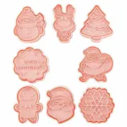 8Pcs/Set Christmas Cartoon Cookie Cutter 3D Biscuit Decorating Mold Baking Mould