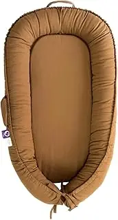 CooCooBaby Infant Lounger, Baby Nest Cover for Baby Girls & Boys, Newborn Essentials for Baby 0-12 Months, 100% Cotton Breathable, Co Sleeper Portable Travel Bed (Golden_Brown, Cotton)