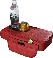 Car Armrest Cover, Multi-Function Console Organizer, Pu Leather Armrest Storage, Comfortable Cushion Design, 13.78x7.28x2.95 Inches, Black, Gray, Wine Red, Beige, 1 Pack