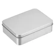 Metal Tin Box, 6pcs 4.92" x 3.54" x 1.38" Containers with Lids, Silver Tone