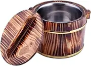 Ciieeo Creative Storage Bucket Wooden Rice Soup Sushi Tofu Serving Container Lid