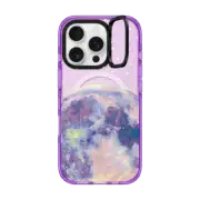 iPhone 16 Pro Impact Ring Stand Case MagSafe Compatible Blue moon and stars constellations / galaxy pattern clear background