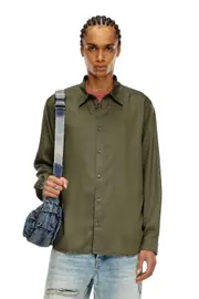 [Diesel] Diesel - Fluid shirt with logo embroidery - Shirts - Man - Green 48 Green
