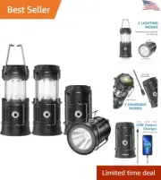 Portable Solar Lantern Flashlight - USB Rechargeable, Bright Light for Camping