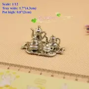 AirAds Dollhouse 1:12 Miniatures Silver Tea Set Pot Coffee set Tableware