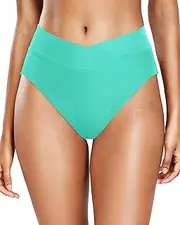 [Holipick] High Waisted Bikini Bottoms - V Cut Bathing Suit Bottom Moderate Coverage Swim Bottom