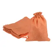 5pcs Burlap Bags with Drawstring, 6x8" Jewelry Pouches for Party Gift, Orange