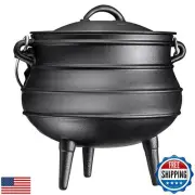 Bruntmor Pre-Seasoned Cast Iron Cauldron - African Potjie Pot with Lid - 3 Le