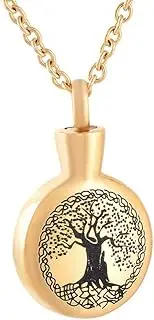 DOTUIARG Human Ashes Necklace - Carved Tree of Life Cremation Jewelry for Ashes of Loved One Keepsake Memroial Urn Pendant